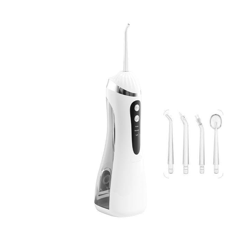 Irrigador dental recargable con 3 niveles de presión, impermeable, carga portátil USB tipo C, tanque de agua de 200 ml, rotación de 360°, 4 boquillas para cuidado dental, limpieza de dientes, higiene