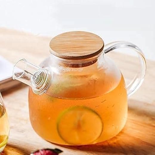Glass Teapot with Infuser 1000ml Glass Kettle Glass Pitcher Tea Pot for Loose Leaf Tea & Blooming Tea, Stovetop & Microwave Safe