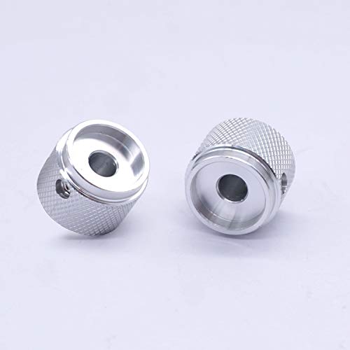 Taiss/ 2Pcs Silver Color Aluminum Rotary Electronic Control Potentiometer Knob For 6 Mm Diameter Shaft, Volume Control Knobs, Audio Knob, Guitar Knobs，Switch Knob, 20Mm Dia. X 15.5Mm Height #TOP1