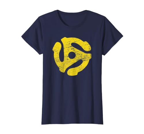 Vinyl Record 45 RPM Spindle Adapter T Shirt T-Shirt, Women, Navy Blue, XX-Large