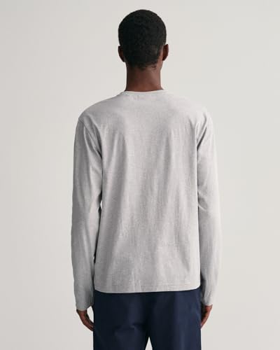 Gant Herren Reg Shield Ls T-Shirt T Shirt, Grey Melange, XXL EU – Ansicht 3