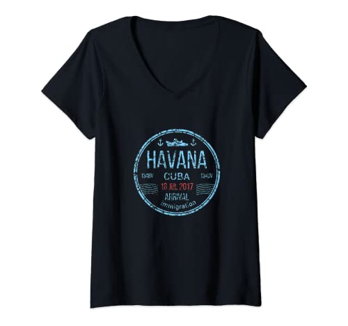 Mujer Libre Cuba protesta libertad de bandera de Cuba para cubanos La Habana Cuba Camiseta Cuello V