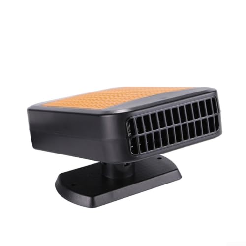 Ventilador portátil de 12 voltios con apagado automático y flujo de aire ajustable para descongelar ventanas de coche (negro y naranja)