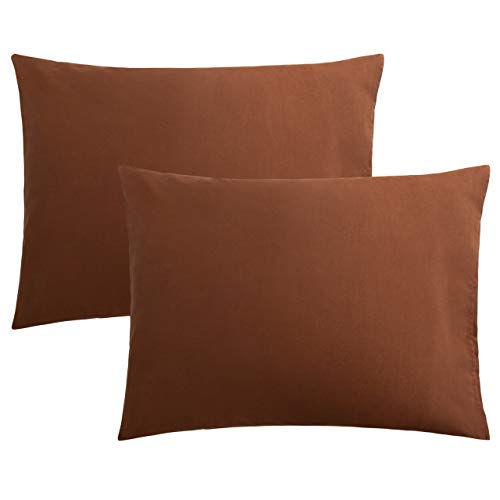 FLXXIE Microfiber Pillow Cases Standard Size, Soft Pillowcases with Envelope Closure, Wrinkle, Stain Resistant Pillow Covers, 20x26, Brown