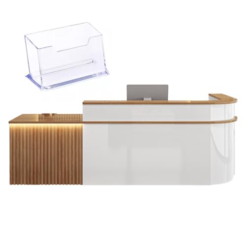Ele - Escritorio de madera IV con bandeja para teclado y lámpara LED, ideal para cajeros y cajeros (lado izquierdo, 150 x 60 x 100 cm)