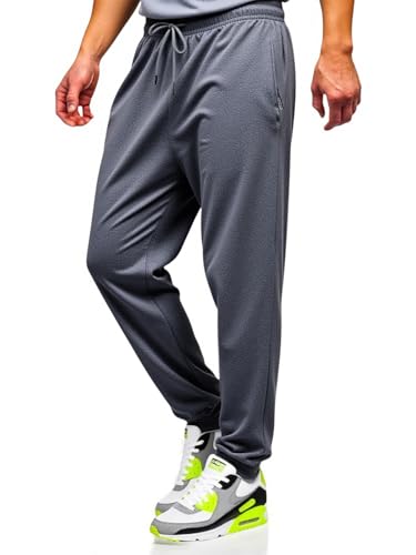 Men's Casual Sweatpants with Zipper Pockets Tapered Fit Drawstring Workout Joggers for Gym Running Lounge2