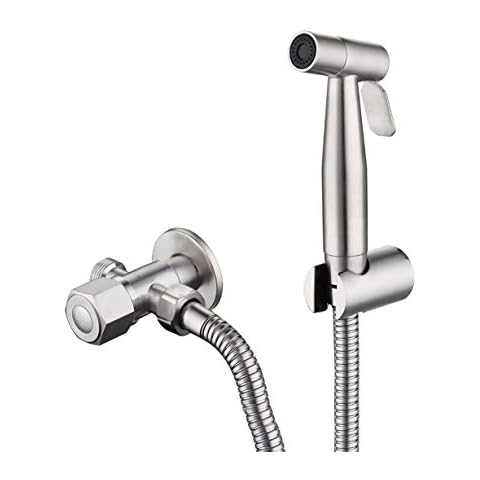 Stainless Steel Bidet Sprayer Kit - Hand Shower Head Spray Gun Holder Adapter Bathroom Toilet Cloth Diaper Cleaning Faucet Bath Washing Cover