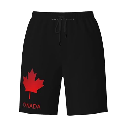 Canadian Maple Leaf Men's Quick-Dry Board Shorts 7" - Swim Trunks Summer Hawaii Beach3