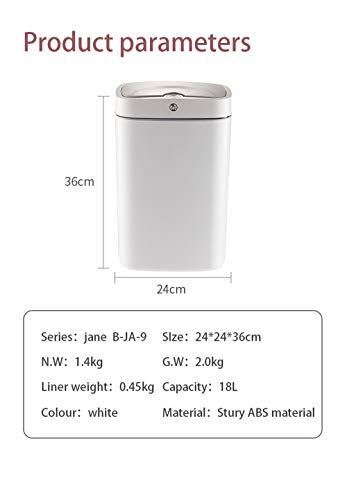 Papelera automática sensor 18L blanca ABS rectangular miniatura 7