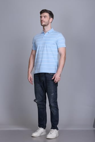 Image of Half Sleeve Polo T-Shirt for Men with Pocket || Stripe Collar and Pocket T-Shirt for Men Half Sleeves