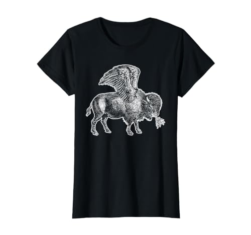 Funny Design Buffalo Wings Hot Foodie Chicken Bison Vintage T-Shirt, Women, Black, Medium
