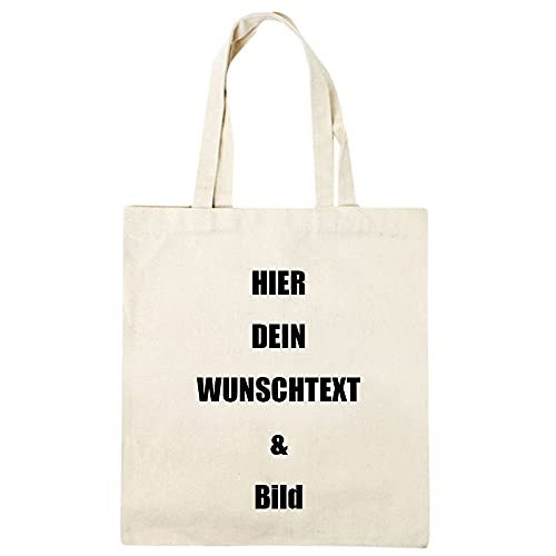 MEGAUK Stoffbeutel Jutebeutel mit Wunschtext & Foto Motiv zum Bedrucken 35 x 38 cm Canvastasche Einkaufstasche Tote Bag Cover