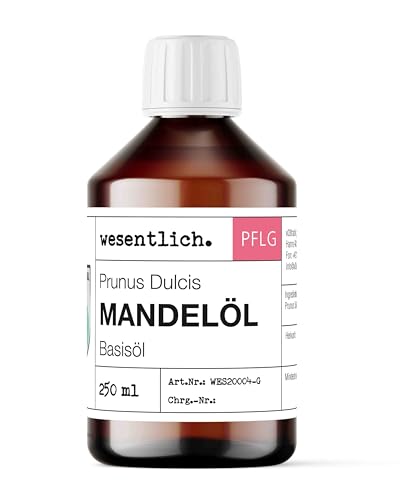 wesentlich. Mandelöl 250ml - 100% reines Basisöl - natürliche Pflege für Haut Haar und Gesicht - pure Pflege ohne Zusatzstoffe