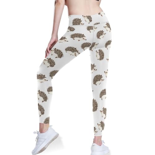 Leggings de compresión de cintura alta con estampado de erizo marrón 3