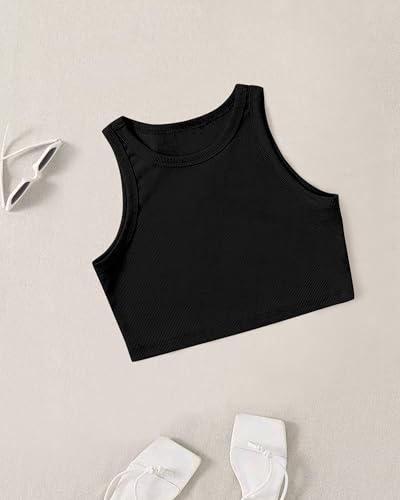 Image of (Pack of 3) Stylish Sleeveless Round Neck Ribbed Tank Tops for Women and Western Crop Top