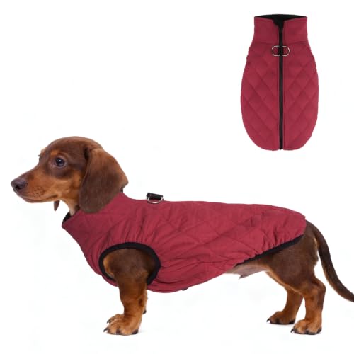 Image of SCENEREAL Dachshund Winter Dog Vest Coat with Harness Built in