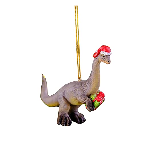 Dinosaurier Weihnachtsanhänger mit Weihnachtsmütze, 2D...