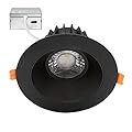 Maxxima 4 in. Ultra Thin Recessed Anti-Glare LED Ceiling Downlight - Canless IC Rated, 1050 Lumens, 5 CCT 2700K/3000K/3500K/4000K/5000K, Dimmable, Round Black Trim, 90 CRI, J-Box Included