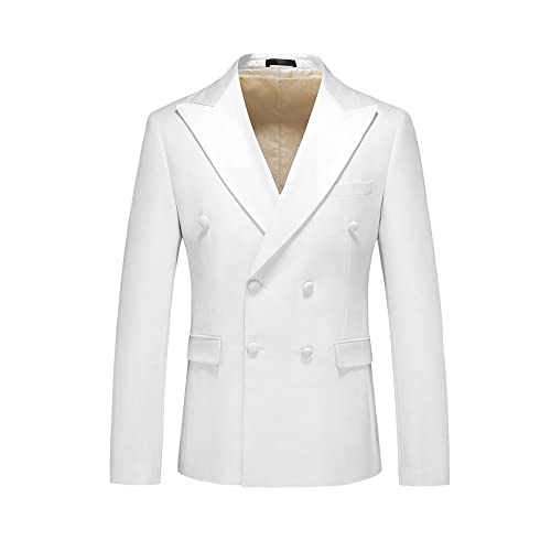 White Men's Suit Peak Lapel Double Breasted Blazer Tuxedos Wedding Prom Slim Fit Jacket Pants2