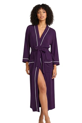Image of HEARTNICE Womens Cotton Robe, Soft Kimono Spa Knit Long Bathrobe Lightweight Loungewear
