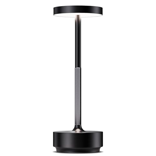 SAKRINGT Rechargeable Cordless Table Lamp - Battery Operated LED Portable Table Light with 3 Color Stepless Dimming, Memory Function - IP54 Waterproof for Outdoor, Restaurant, Patio, Camping