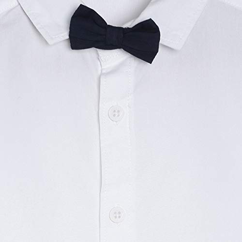 Image of miniklub Boys White & Orange Solid Shirt With Shorts