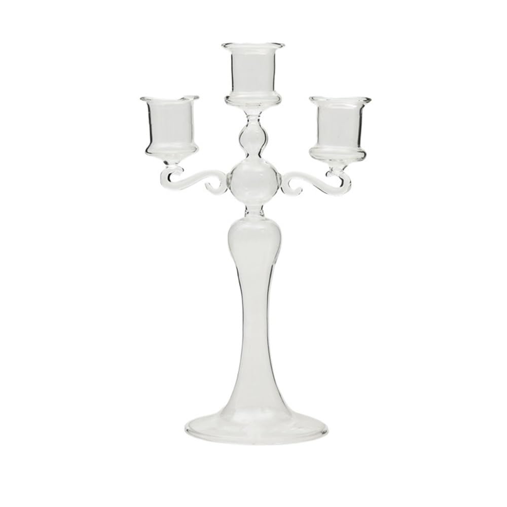 Candlelight Stand Creative Glass Candlestick Colorful Three-head Home Decoration Wedding Shooting Props Candle Sticks Holder(Clear)