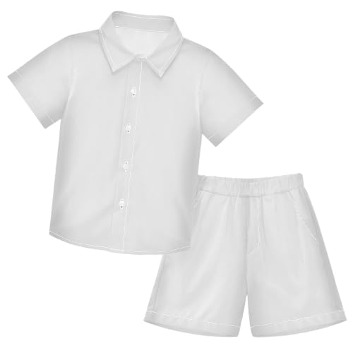 Image of 3T Toddler Boy Shorts Set Black Hawaiian Button Down Shirts Summer Outfits for Little Boy