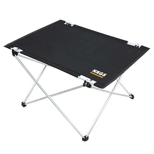 HAEGS Ultralight Katlanır Kamp Sehpası, Piknik, BBQ, Doğa Aktiviteleri, Hiking, Plaj için Taşınabilir Kompakt Roll Up Outdoor Kamp Masası Orta Boy - Siyah