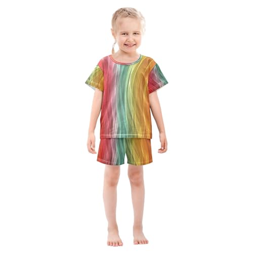 senya Short Sleeve Pajamas Sets Summer Cotton Sleepwear Colorful Light Stripe3
