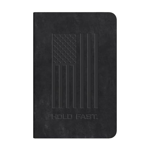 Hold Fast Kerusso Notebook With 191 Lined Journal Pages, 5.75 x 8.5 Inch Faux-Leather Cover, Black Embossed American Flag