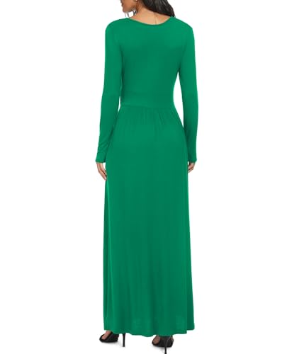 Image of LILBETTER Women Long Sleeve Deep V Neck Loose Plain Long Maxi Casual Dress