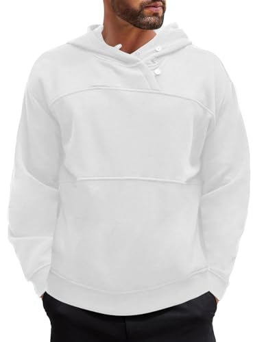 Floral Find Men's Long Sleeve Fleece Hoodies Button Up Sweatshirt Loose Fit Fall Winter Pullover Top