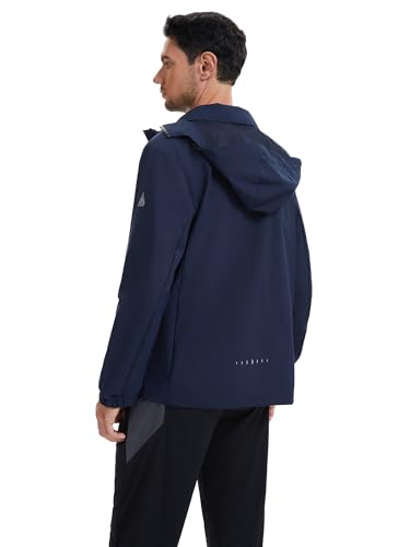 AMZSPORT Hombre Impermeable Chaqueta Cortavientos Ligera y Plegable Transpirable para Senderismo,Running,Viajes,Senderismo,Azul L - imagen 4