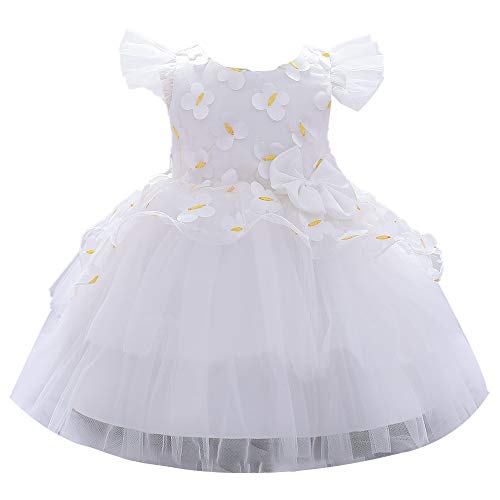 Christening Lace Birthday Christmas Easter Pageant Special Occasion Flower Baby Girl Dress Princess Formal Ruffle Tutu Ball Gown 2T 3T White 100