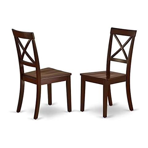 East West Furniture Boston Kitchen Esszimmerstuhl aus Holz, Schwarz und Kirsch-Finish, 2 Stück Cover