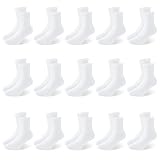Auranso 15 Pairs Girls White Socks Cotton Kids School Socks Stretchy Boys Ankle Sports Sock for Children 4-13 Years