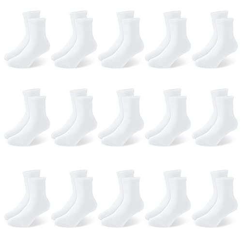 Auranso 15 Pairs Girls White Socks Cotton Kids School Socks Stretchy Boys Ankle Sports Sock for Children 4-13 Years