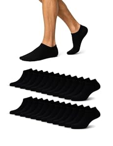 Basic Treasure 12 Paar Schwarze Sneaker Socken 39-42, Baumwolle, Unisex