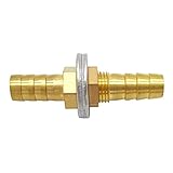 Metaland Brass 1/4' Hose Barb Bulkhead Fitting Thru-Bulk Straight Adapter for Water Fuel Air