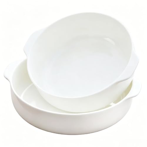 Image of 2 Pack Large Soup Bowls with Handles, 1500ml/50oz Ceramic Deep Pasta Bowls, Microwave Oven Dishwasher Safe, Heavy Duty Serving Bowls for Ramen Noodle Cereal Chili Stew(White)