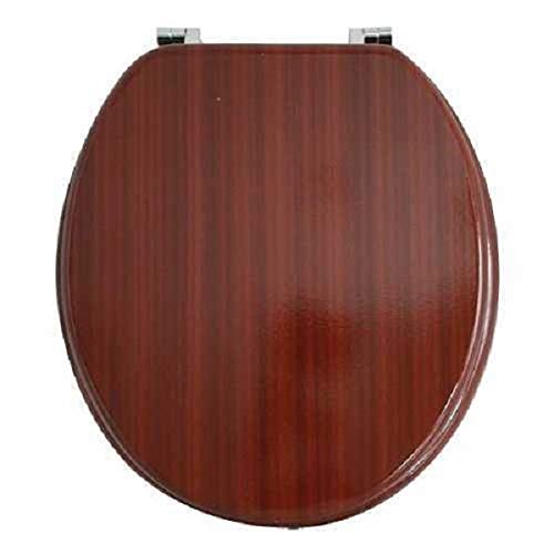 Buy New Universal Heavy Duty MDF Toilet Seat Wooden with Chrome Hinge