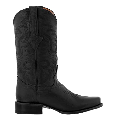 Texas Legacy Mens Black Western Leather Cowboy Boots Rodeo Wear Square Toe4