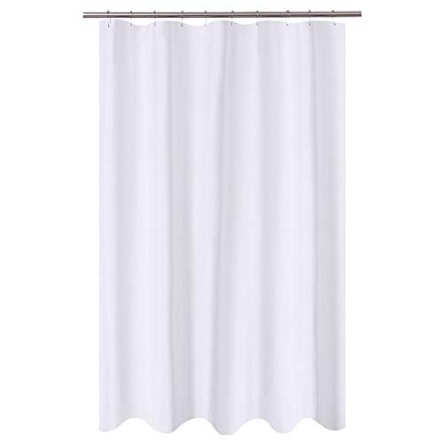 Image of N&Y HOME Fabric Shower Curtain Liner Longer Stall Size 54 x 75 inches, Hotel Quality, Washable, White Bathroom Curtains with Grommets, 54x75