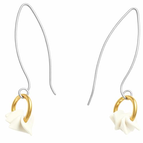 KOSTA DEAN 'unique and daring' collection porcelain dangle earrings natural organic form each is one of a kind handmade earring wire with coated beaded wire ends 'authentication ID' card from the artist archived for verification. Statement earrings with attitude!