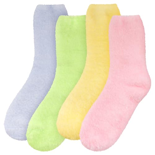 Image of BambooMN Women's Fuzzy Soft Colored Socks