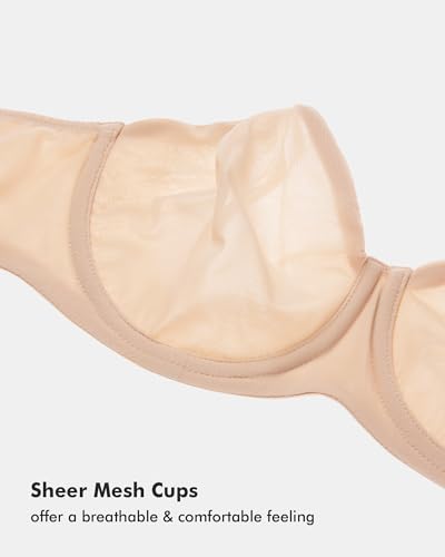 Image of DELIMIRA Women's Cosnufy Strapless Bra Sheer Mesh Plus Size Unlined Underwire Bras