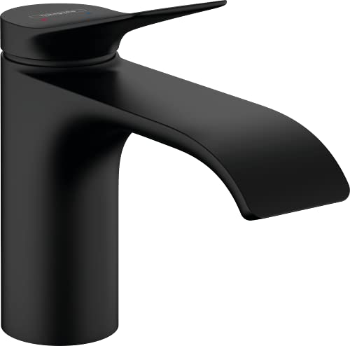 hansgrohe Vivenis Basin Mixer Tap 80 with pop-up waste set, matt black, 75010670, spout height 80mm