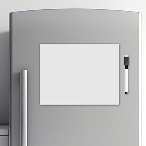 Image of Trueflair Magnetic Board Dry Erase Whiteboard for Fridge, 30 cm x 23 cm, with Black Marker, Waterproof Surface (A4)