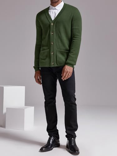 Karlywindow Mens Cardigan Sweater Cable Knit V Neck Casual Button Down Open Front Ribbed Sweater with Pockets4